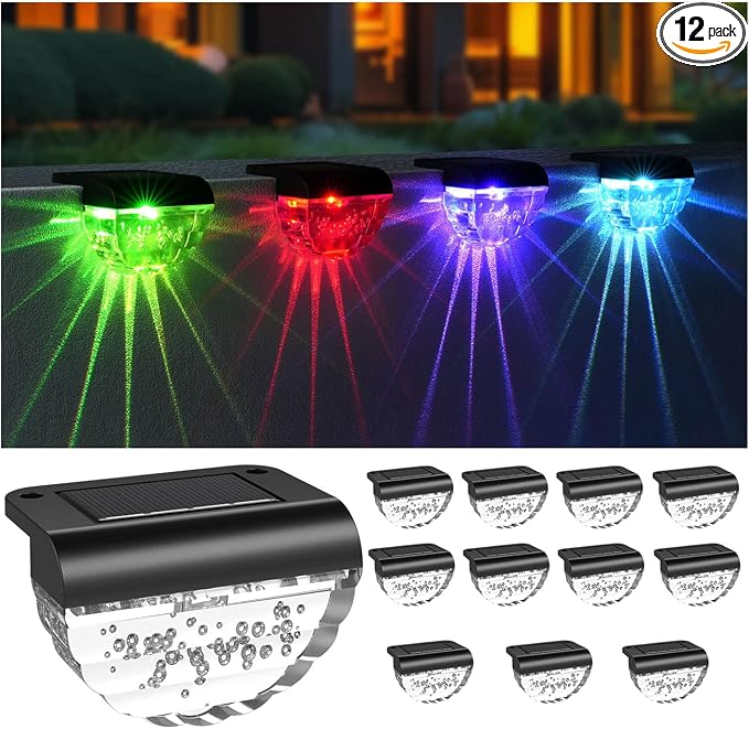 12 Pack Solar Deck Lights Outdoor, Solar Step Lights Waterproof by Melunar