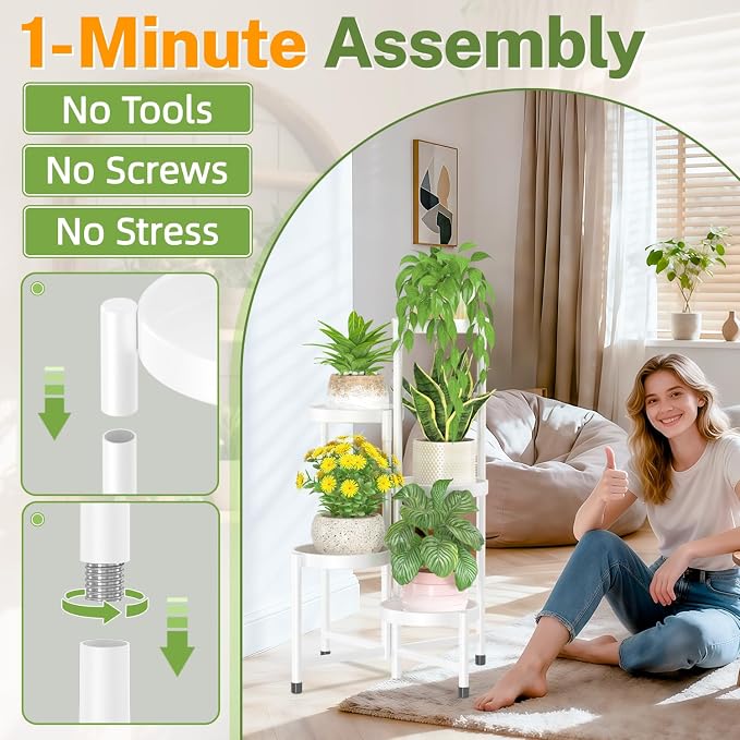 iDavosic.ly Plant Stand Indoor Outdoor, 5 Tier Corner Metal Flower Display - Image 2