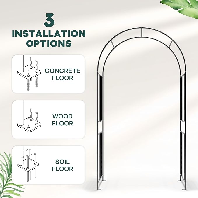 IDZO 86in Metal Garden Arbor Arch, Sturdy & Durable Trellis - Image 3