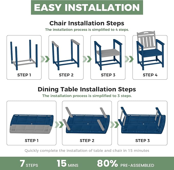 HDPE Outdoor Patio Dining Set - Image 9
