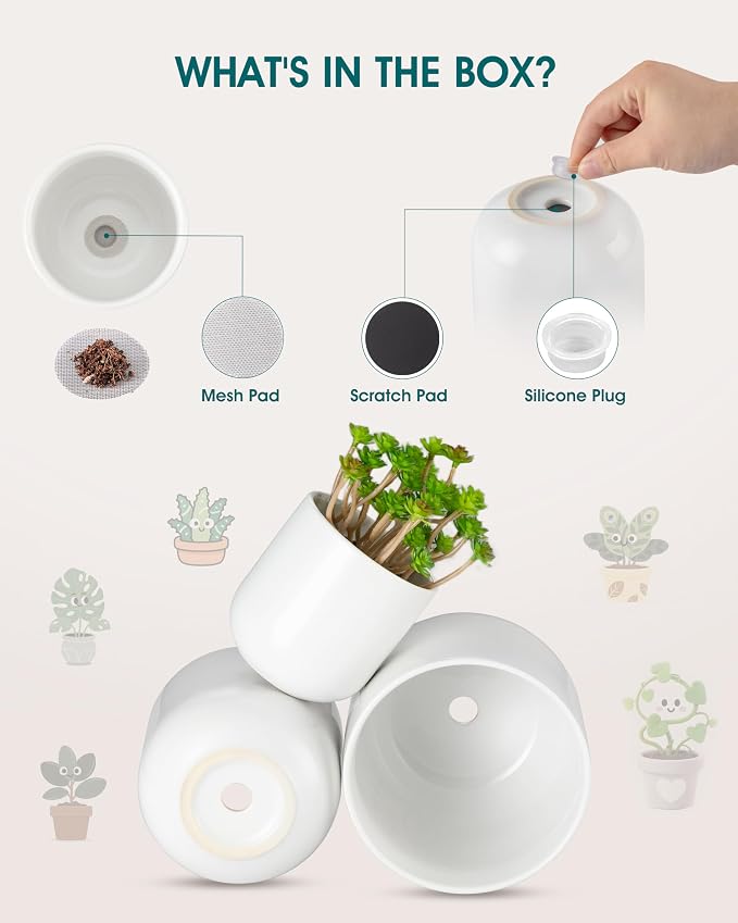 vancasso Ceramic Plant Pots, 4+5+6 inches, Planters - Image 3
