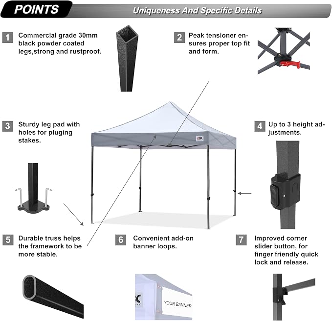 ABCCANOPY Patio Pop Up Canopy Tent 10x10 Commercial-Series - Image 3