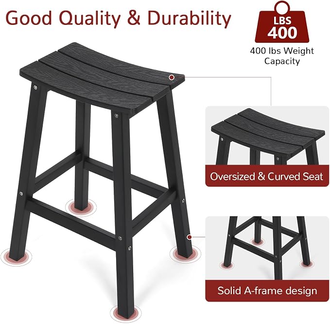 Stoog All-Weather Bar Stools Set of 4, Low Maintenance, - Image 5