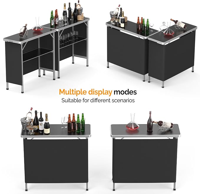 VINGLI 39" Portable Bar Table, Mobile Bar Table - Image 6