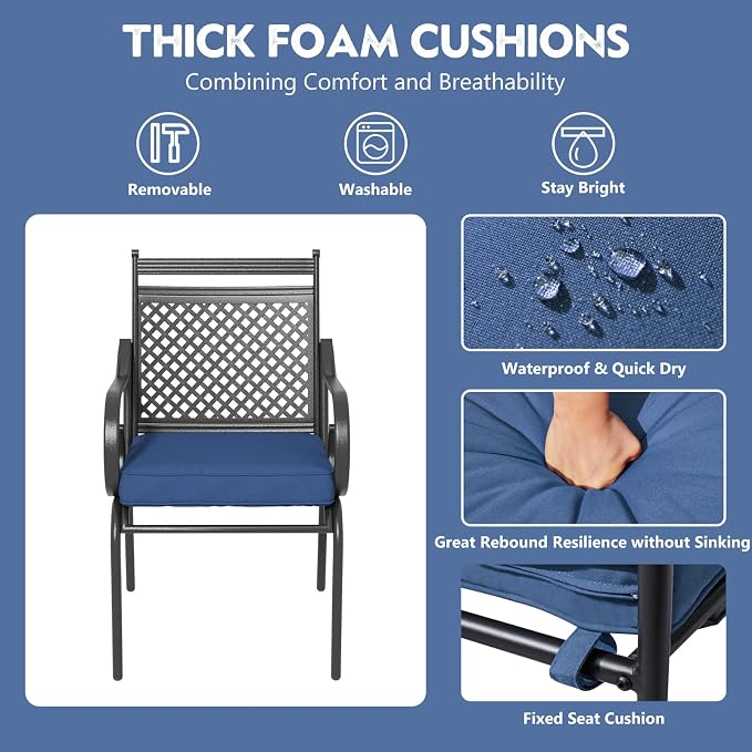 MELLCOM 5 Pcs Patio Dining Set, Outdoor Table and Chairs - Image 4