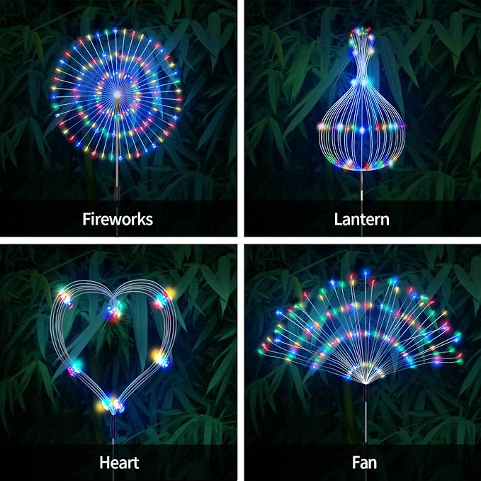 Outdoor Solar Garden Lights, 4 Pack 120 LED Copper Wire Waterproof Garden - Image 2