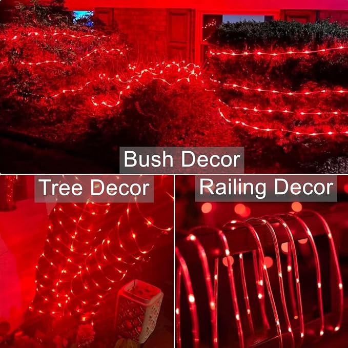 QITONG Red Solar Rope Lights Outdoor, 2 Pack Each 33ft 100LED String Light - Image 9