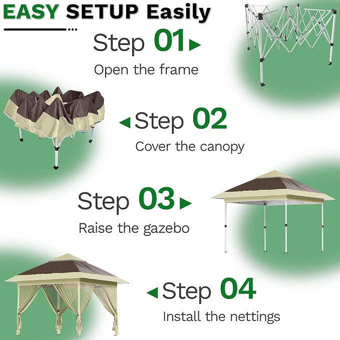 Devoko 10x10 Pop Up Gazebo Canopy Tent - Image 8