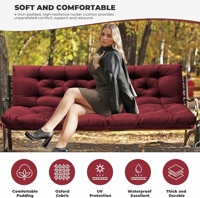 Porch Swing Cushions, Waterproof Swing Cushions Replacement - Image 2