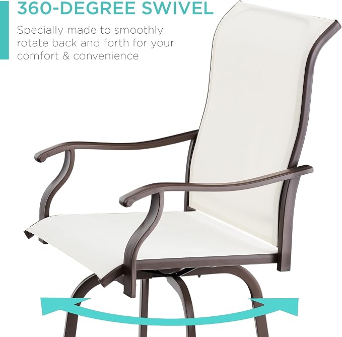 Best Choice Products Set of 2 Swivel Barstools, Bar Height Outdoor Chairs - Image 4