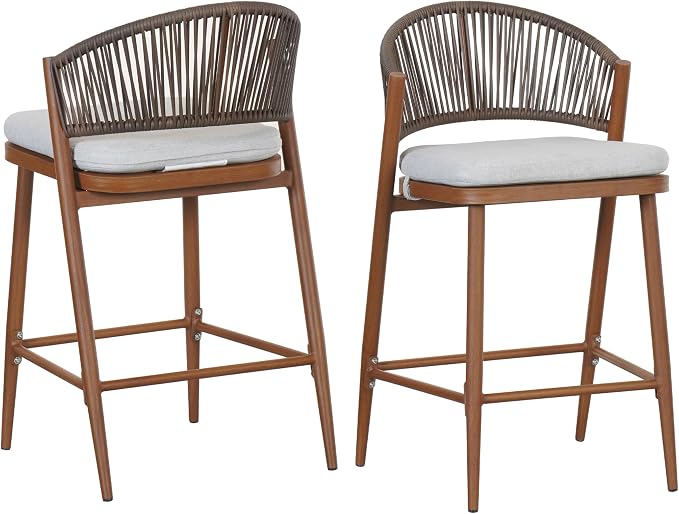 Christopher Knight Home Hearth 26.00" Patio Barstools Set of 2, Woven Wicker - Image 6