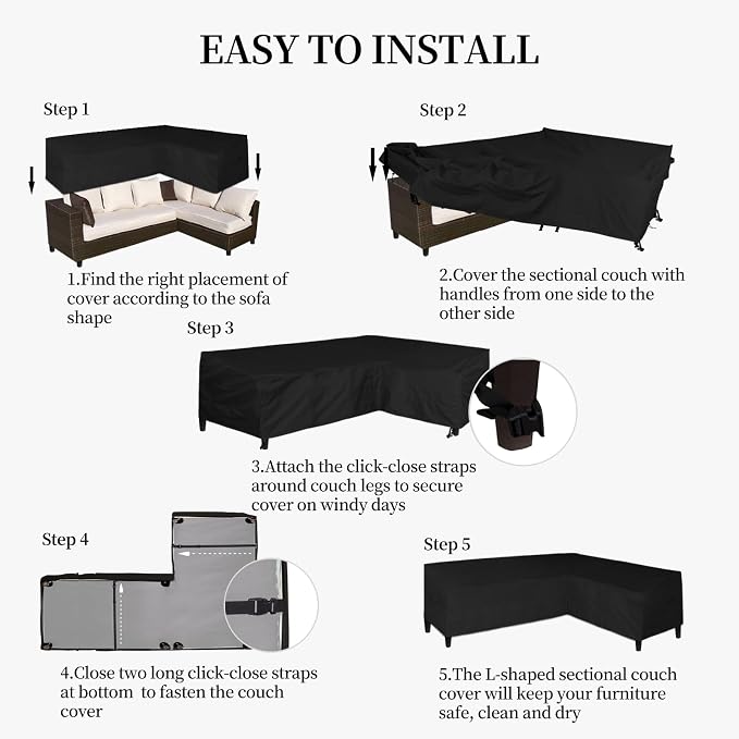 Easy-Going Patio L-Shaped Sectional Sofa Cover - Image 7