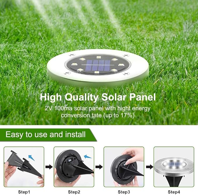 ZGWJ Solar Ground Lights, 16 Pack Waterproof Solar Garden Lights, Upgraded - Image 5