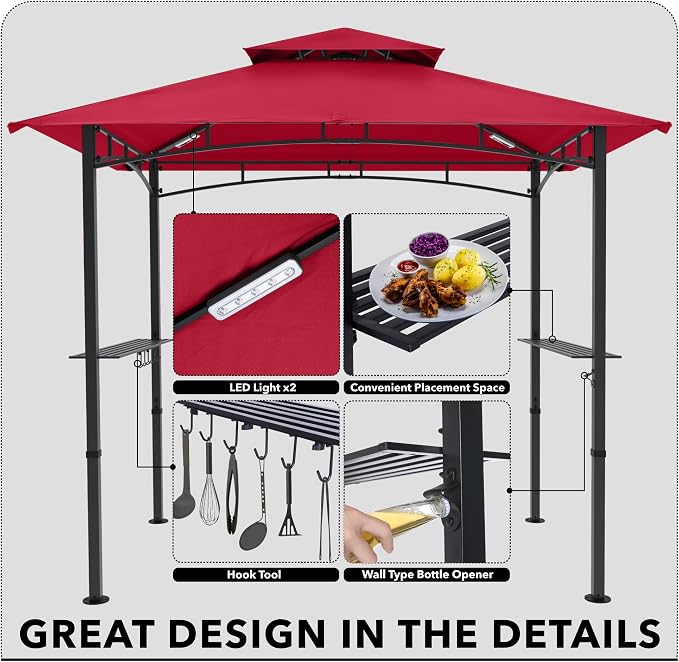 MASTERCANOPY 8 x 5 Grill Gazebo Outdoor BBQ Gazebo Canopy - Image 3