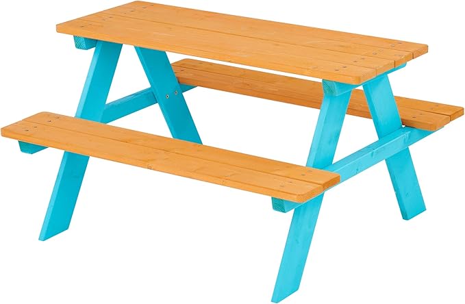 Teamson Kids - Wooden Outdoor Child Children Kids Picnic Table & Chair Bench by TeamsonKids