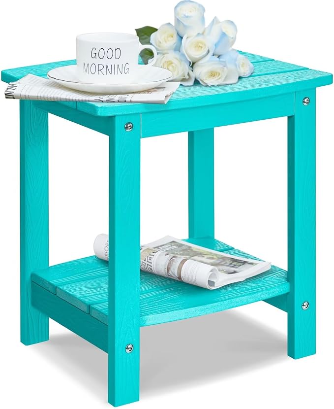 Y&M Outdoor Side Table, HIPS Adirondack Small Double Layer Table, Waterproof by YM