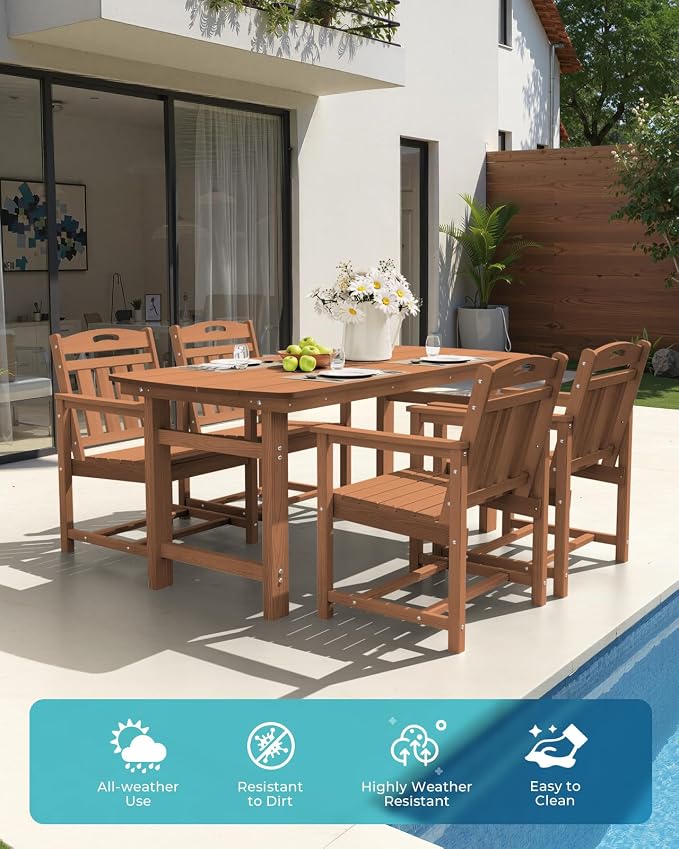 Ciokea Outdoor Patio Dining Chair Set of 2, HDPE Porch Chairs - Image 3