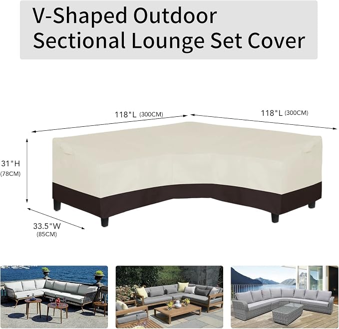 Easy-Going Patio V-Shaped Sectional Sofa Cover, Waterproof Outdoor Sectional - Image 6