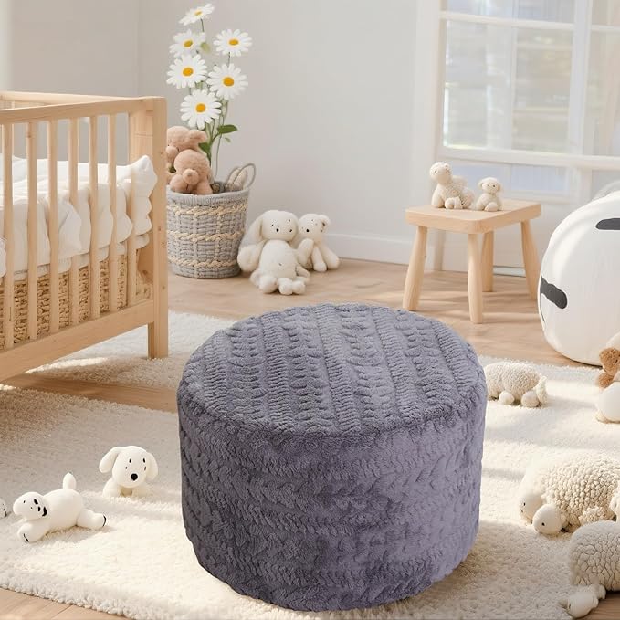 Asuprui Round Footstool Ottoman, 20x14 Inches Multi-Functional Modern Foot Stool - Image 6