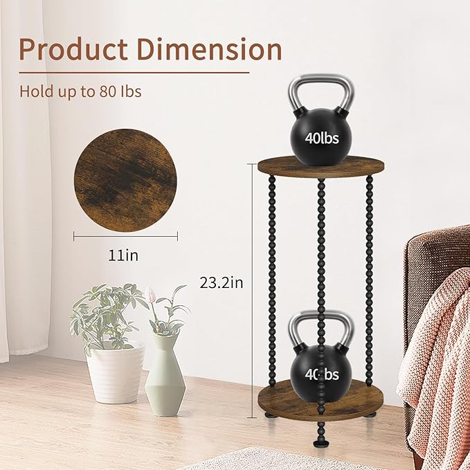YINMIT Plant Stand Indoor, 2 Tier Small Plant Stand, Corner Flower Pot Stand - Image 3