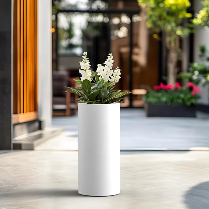 Kante 23.6 Inch Tall Cylindrical Planter, Large Round Plant Pots - Image 3