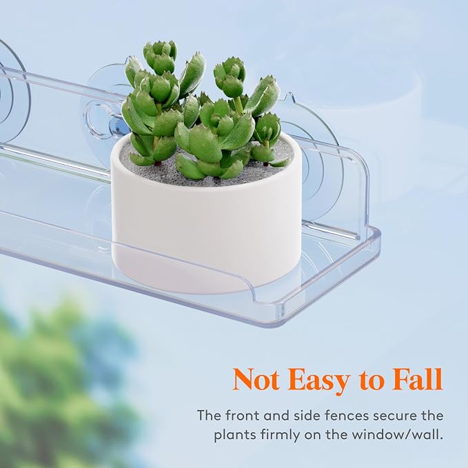 Lifewit Window Plant Floating Shelves 14.6x3.6, 2 Pack Acrylic Suction Cup Shelf - Image 5
