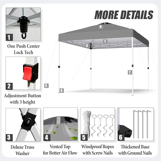 10x10 Pop Up Canopy, Heavy Duty Pop Up Tent - Image 4