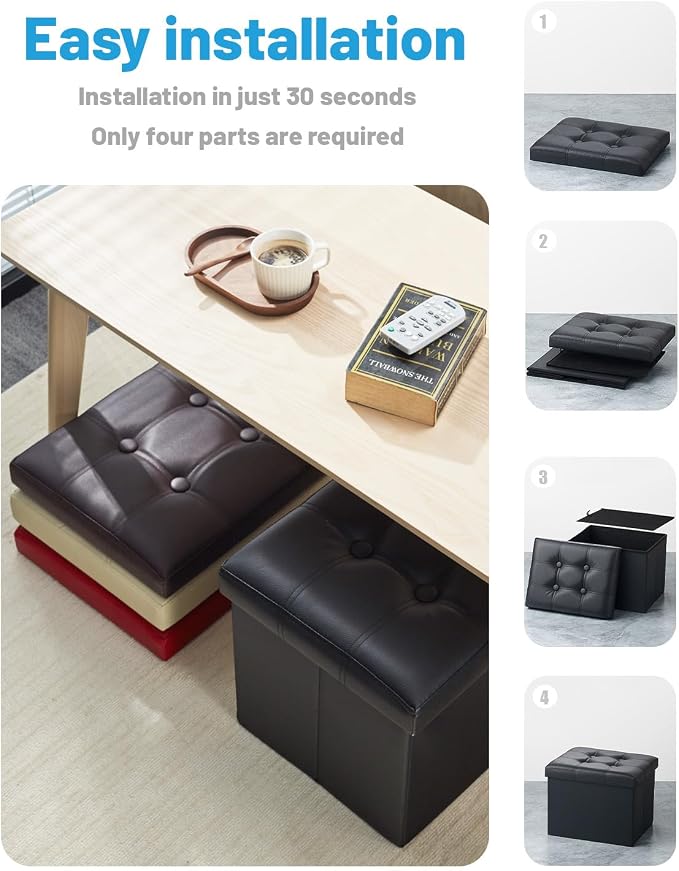AmasSmile Storage Ottoman Folding Foot Rest Stool - Image 7