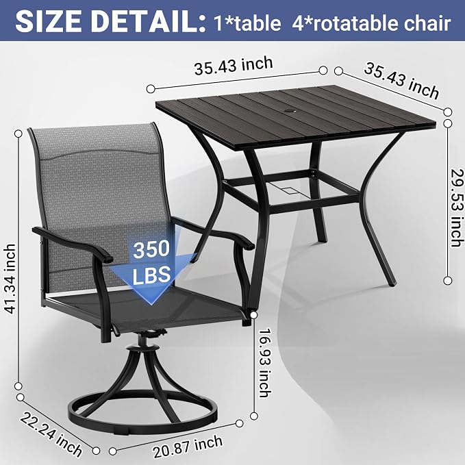 LEVELEVE 5 Piece Outdoor Patio Dining Set - Image 5