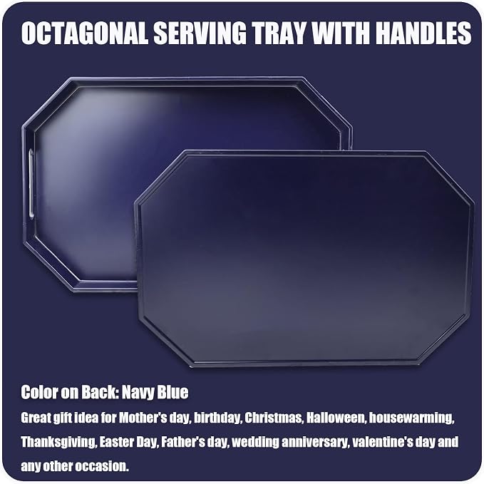 Navy Blue Octagonal Serving Tray - Image 3
