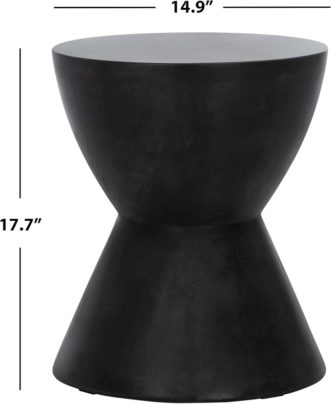Safavieh Outdoor Athena Black Modern Concrete Round Accent Table - Image 3