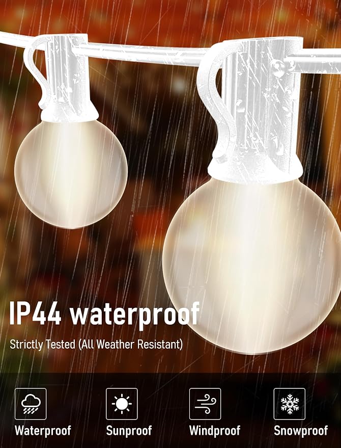 25FT Frosted White Lights G40 Globe Outdoor String Lights Patio Lights - Image 2