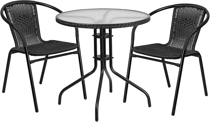 Flash Furniture Lila 28'' Round Glass Metal Table by FlashFurniture