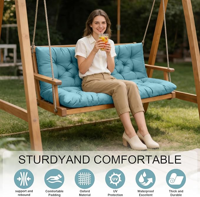 Porch Swing Cushions, Outdoor Swing Replacement Cushions 3 Seater - Image 3