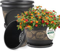 4 Pack 16 inch Plant Pots, Retro Pattern Planters by Usocik