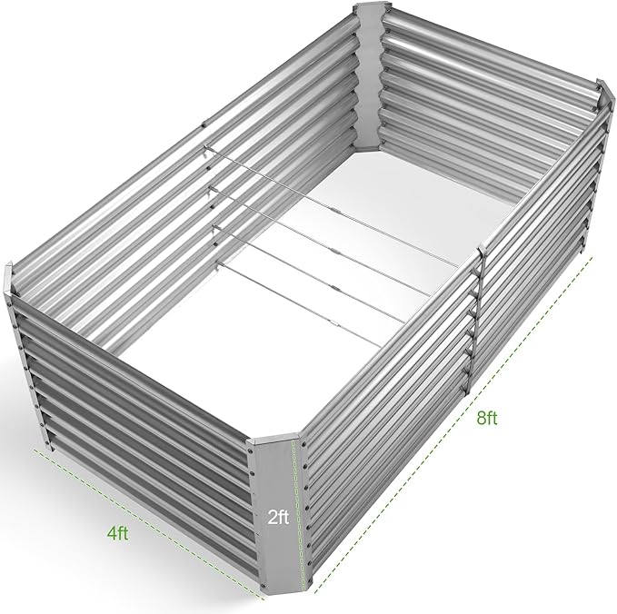 Land Guard 8×4×2 ft Galvanized Raised Garden Bed Kit, Galvanized Planter Raised - Image 2