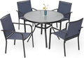 5-Piece Outdoor Patio Dining Set, 40-Inch Round Glass Table by Anmutig