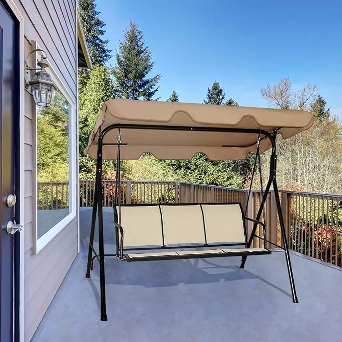 Tangkula 3 Person Patio Swing, Steel Frame - Image 4