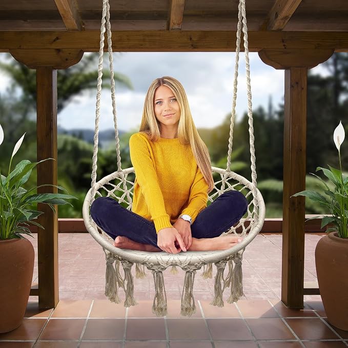 Sorbus Stylish Boho Swing Chair - Image 6
