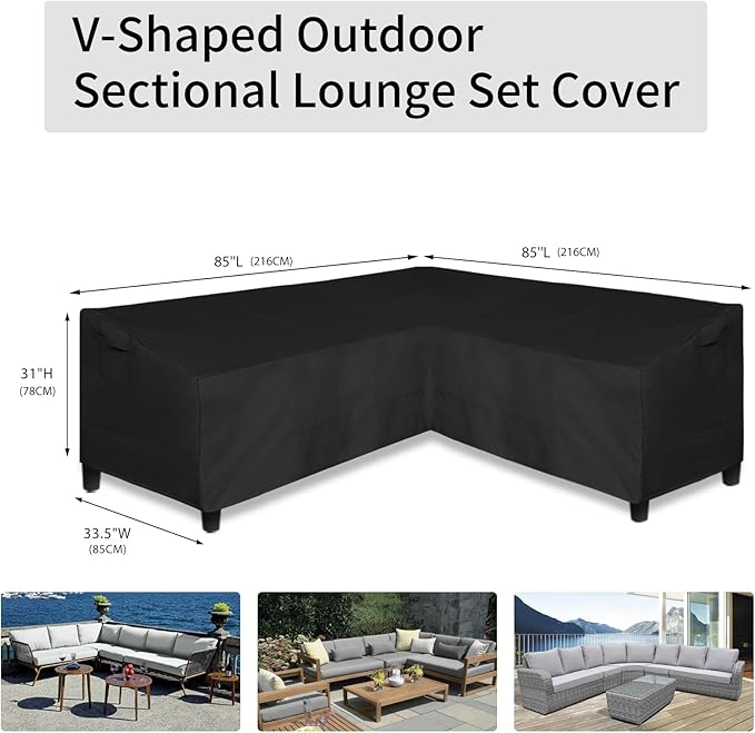 Easy-Going 600D Patio V-Shaped Sectional Sofa Cover, Heavy Duty Outdoor - Image 6