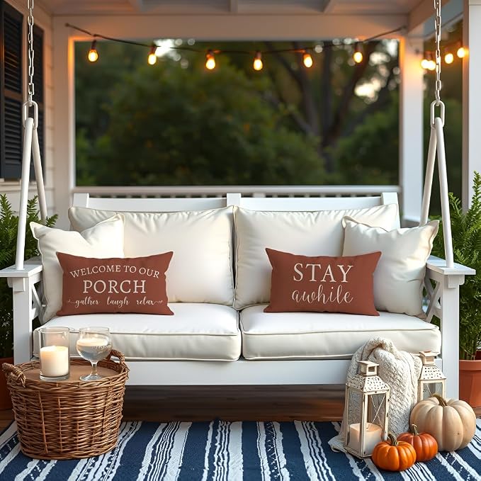 PANDICORN Welcome to Our Porch Stay Awhile Outdoor Lumbar Decorative Throw - Image 7