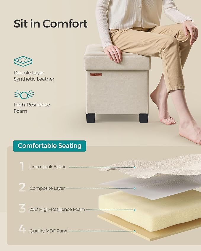 SONGMICS Storage Ottoman, Small Ottoman Foot Rest - Image 6