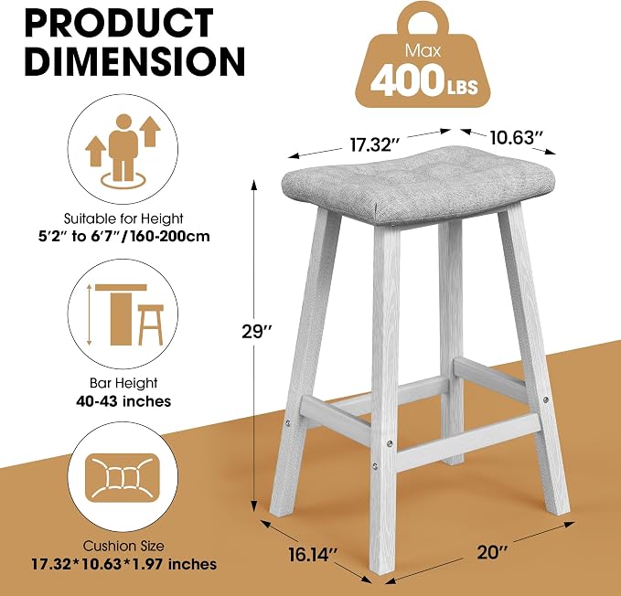 Ciokea 6 Set 29" Outdoor Bar Stools - Image 2