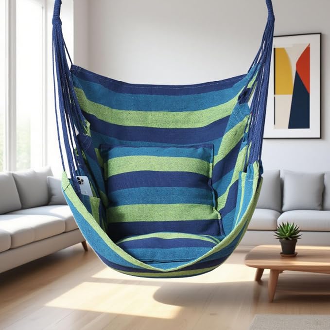 Goutime Hammock Chair, Boho Hanging Rope Ceiling Swing, Macrame Hanging - Image 6