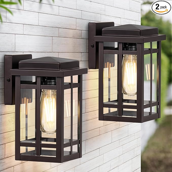 9.76'' Outdoor Wall Light Fixtures 2 Packs, Waterproof Porch Lights Lanterns by MYHXQ