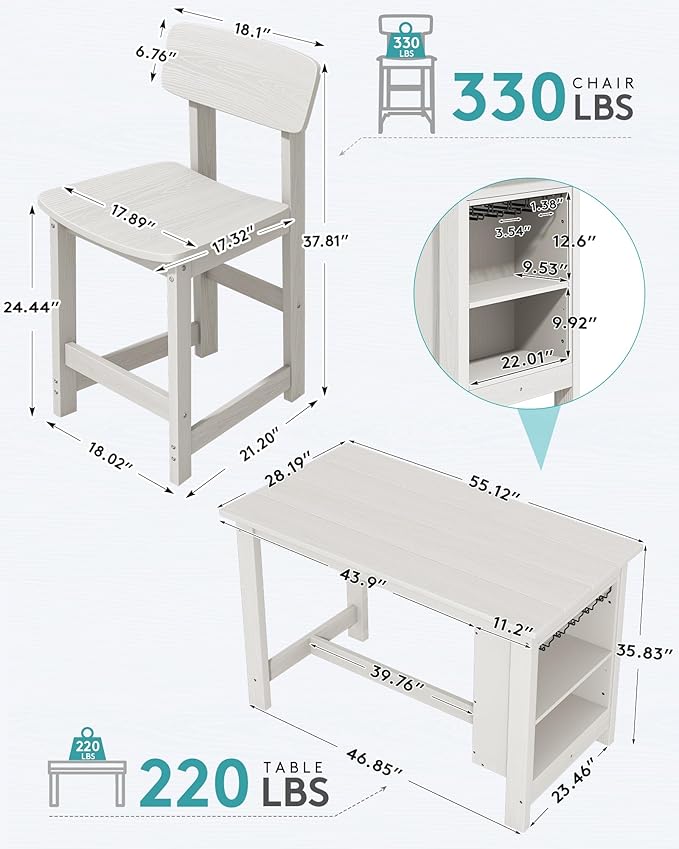 SERWALL 10-Piece HDPE Counter Height Dining Table Sets - Image 2