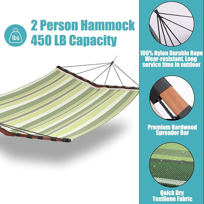 TegerDeger 12FT 2 Person Hammock Large Hammock Quick Dry 450LB Capacity - Image 4