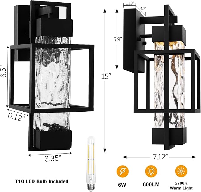 PARTPHONER Modern Outdoor Light Fixtures Dusk to Dawn Outdoor Lighting 2 Pack - Image 3
