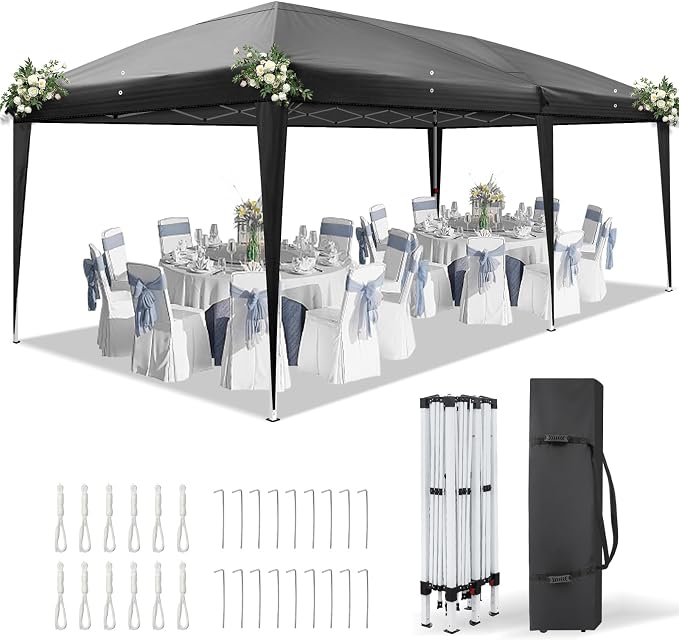 VINGLI 10x20 Pop Up Canopy Tent, Outdoor Tent Canopies Foldable Portable by VINGLI
