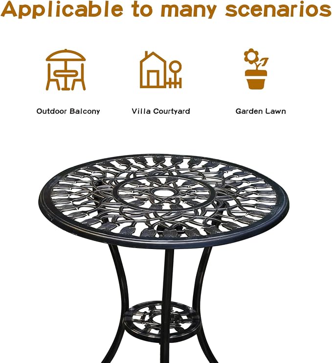 JARDIN DE CENTENNIAL Patio Bistro Set.Rust-Resistant Cast Aluminum Bistro Table - Image 2